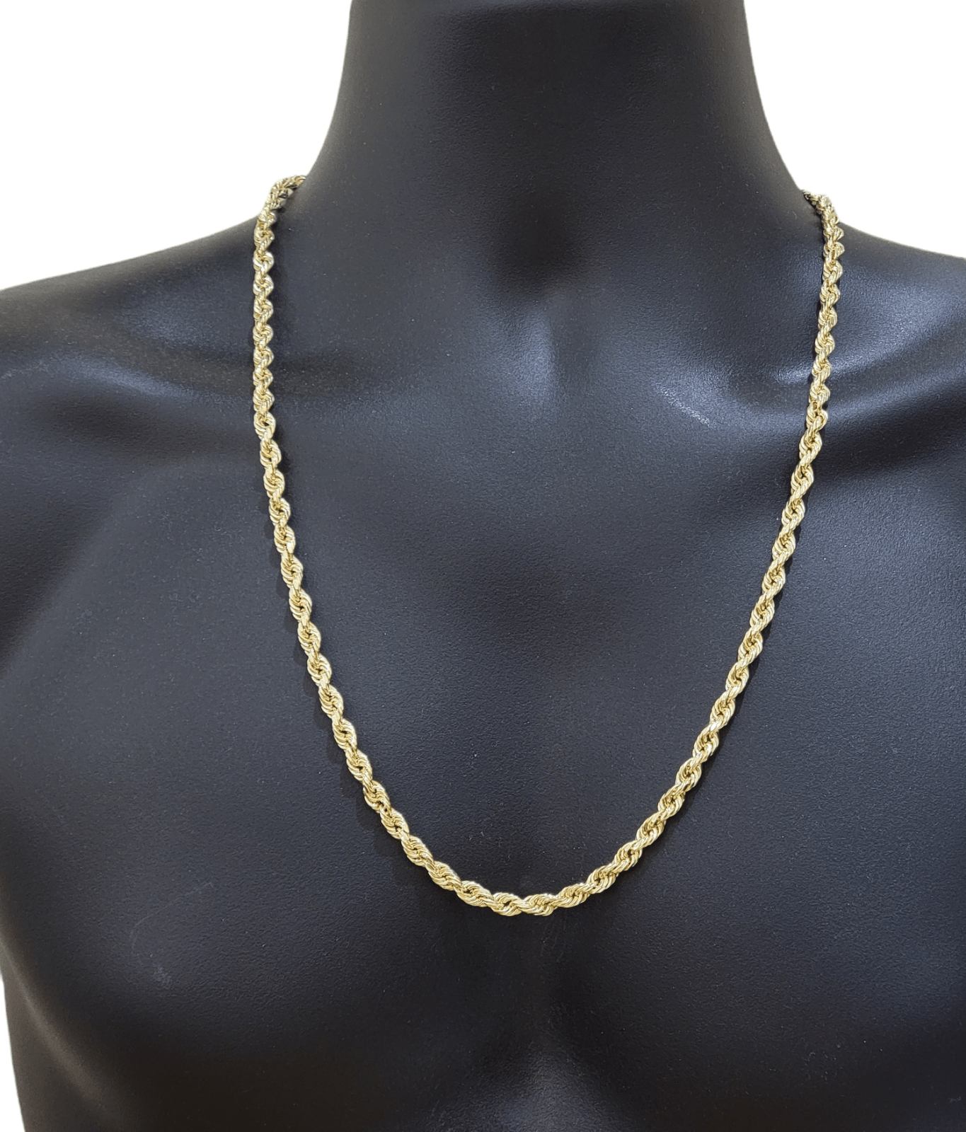 Real 14k Yellow Gold Necklace Rope Chain 6mm 26" inch 14kt Men's Chain For Charm - GoldenlinQ