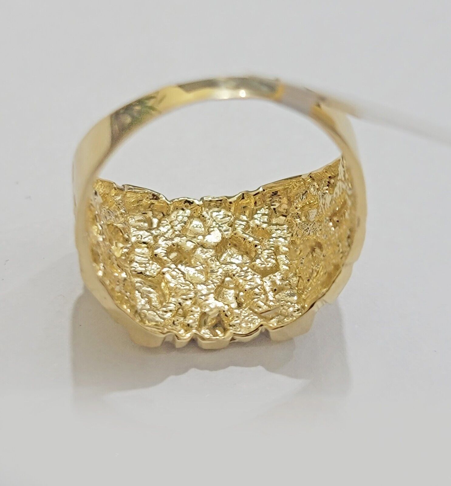 Real 14k Yellow Gold Nugget Ring For Men's Genuine 14kt casual or Pinky Ring - GoldenlinQ