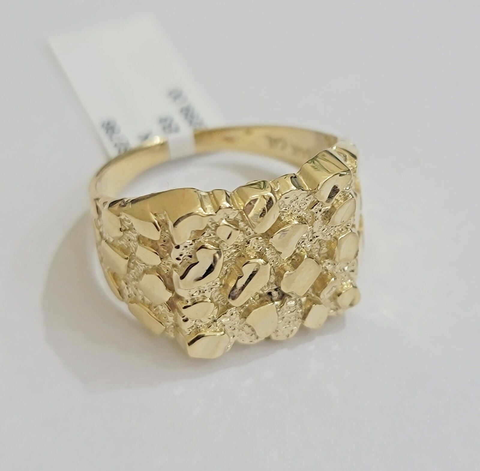 Real 14k Yellow Gold Nugget Ring For Men's Genuine 14kt casual or Pinky Ring - GoldenlinQ