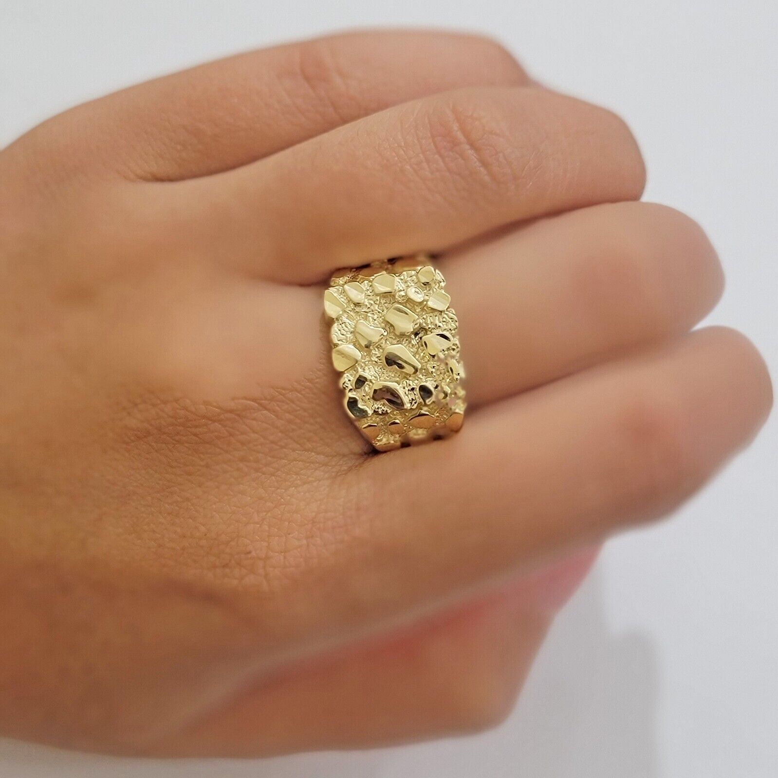 Real 14k Yellow Gold Nugget Ring For Men's size 9 Genuine 14kt casual / Pinky - GoldenLinQ