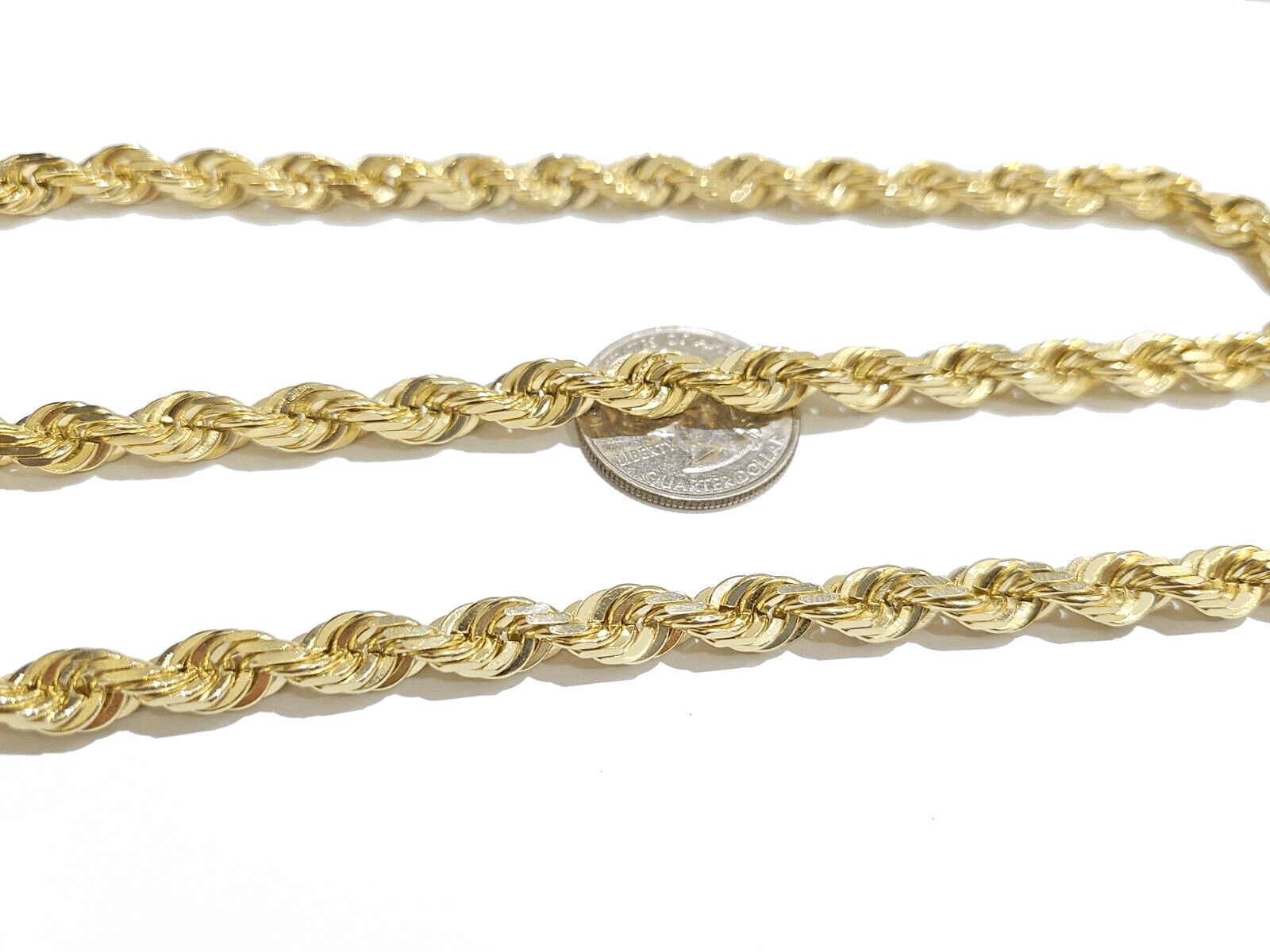 Real 14k Yellow Gold Rope Chain 24'' Necklace Jesus Crucifix Cross Charm Pendant - GoldenlinQ