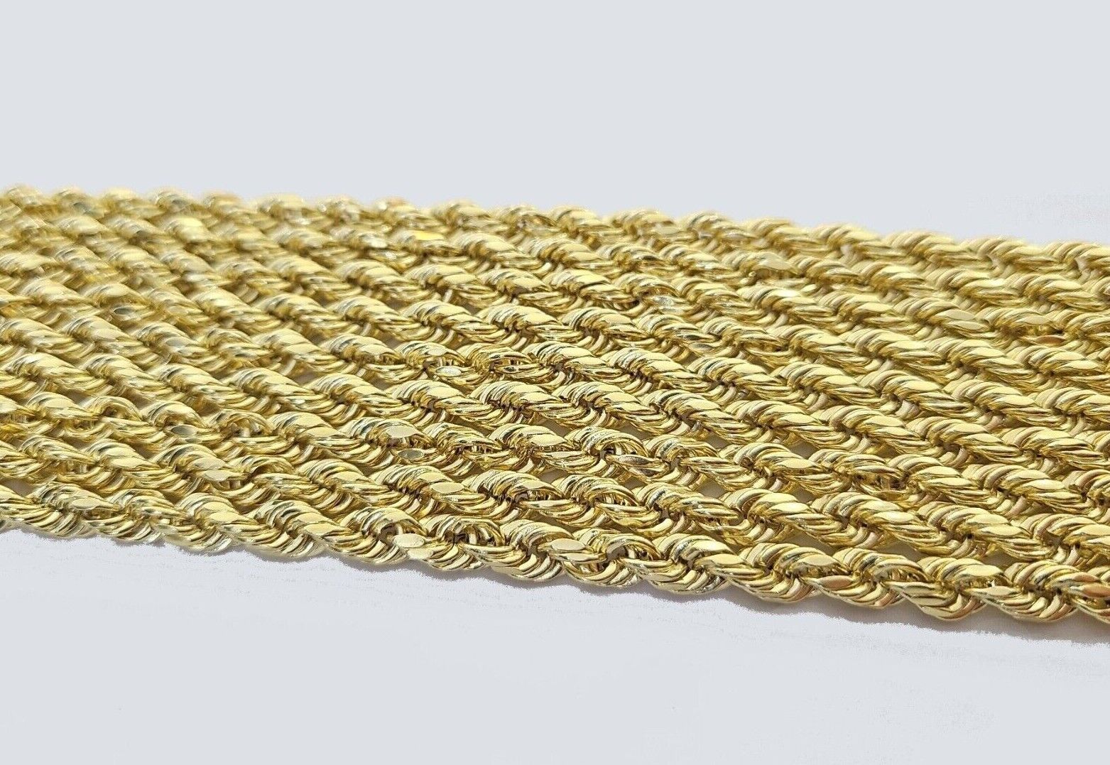 Real 14K Yellow Gold Rope Chain 2.5 - 5mm Necklace 18 - 26 Inches Lobster Lock SALE - GoldenlinQ
