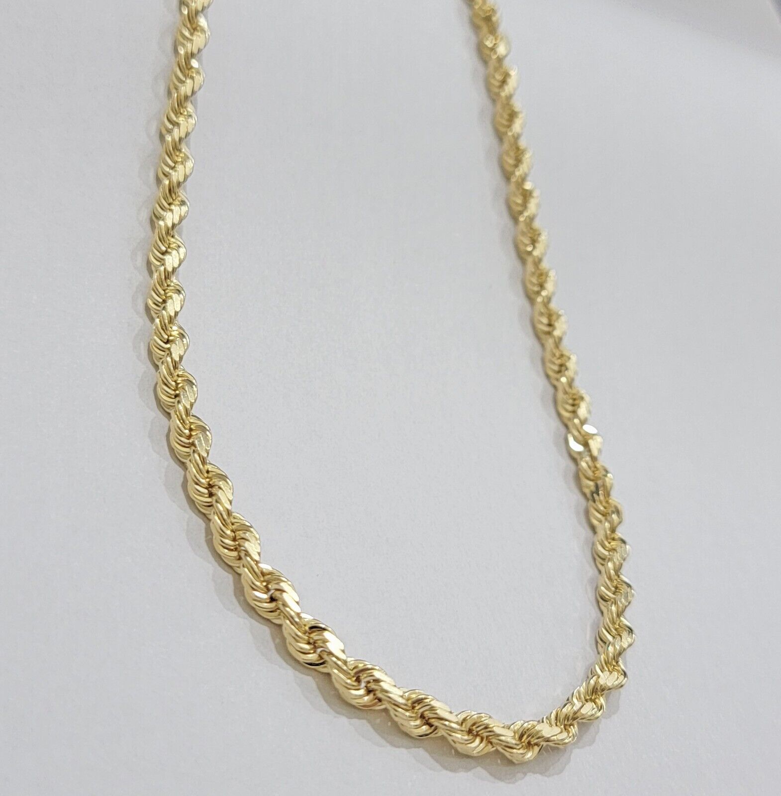 Real 14k Yellow Gold Rope Chain 28 Inch Necklace 4.5mm Diamond Cut SOLID 14K Men - GoldenlinQ