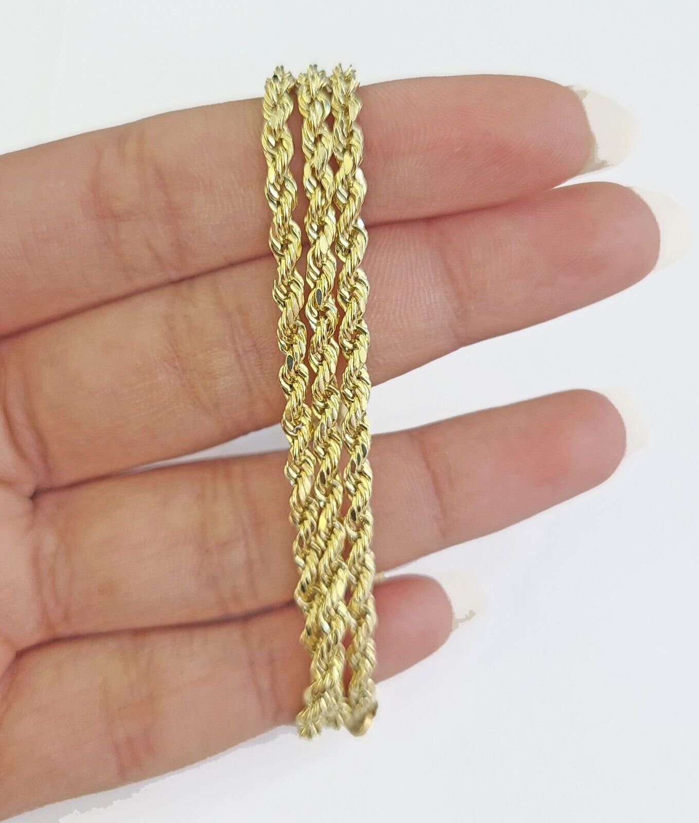 Real 14k Yellow Gold Rope Chain 3mm 18 Inches Ladies Necklace