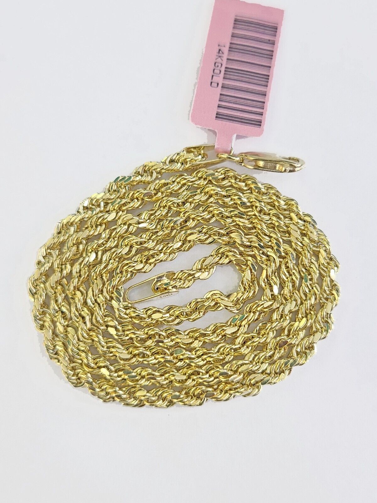 Real 14k Yellow Gold Rope Chain 3mm 18 Inches Ladies Necklace