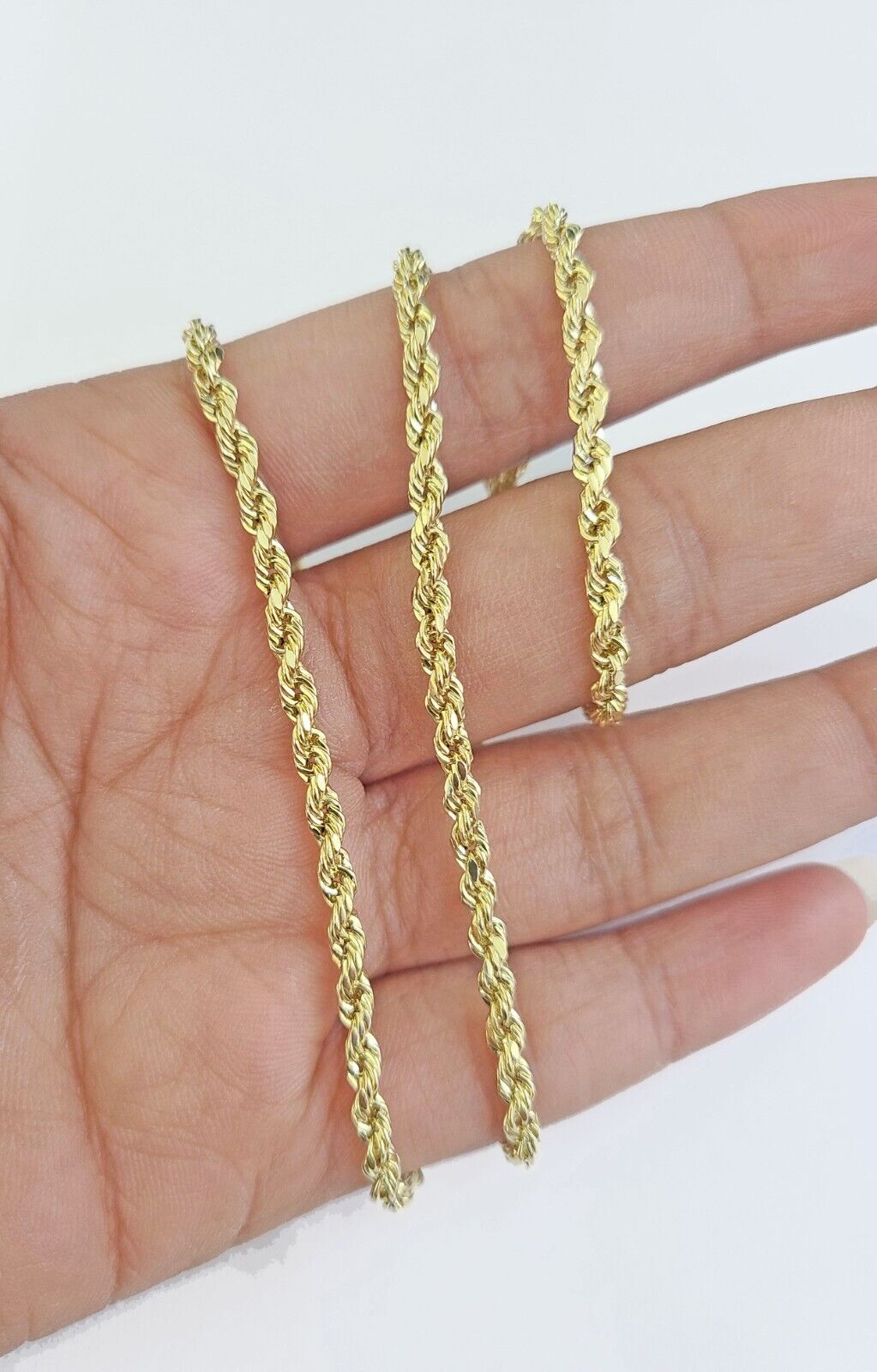 Real 14k Yellow Gold Rope Chain 3mm 20 Inches Ladies Necklace