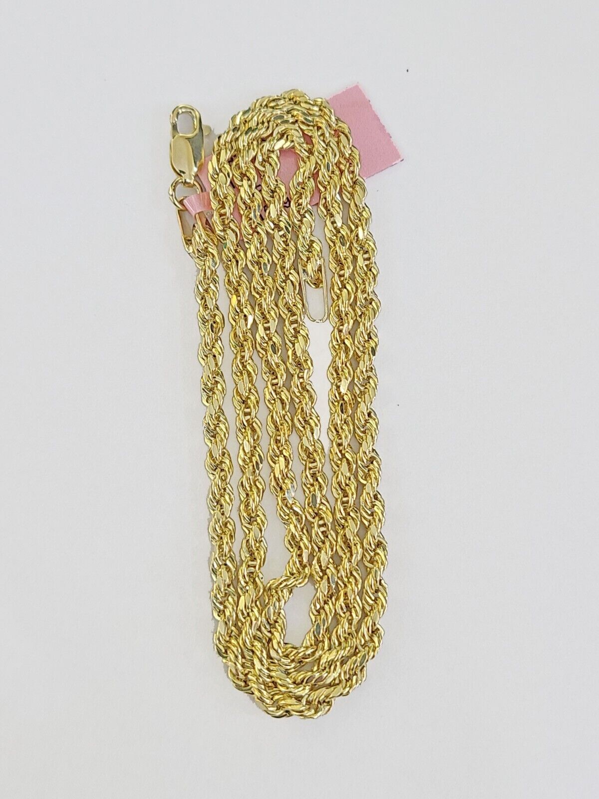 Real 14k Yellow Gold Rope Chain 3mm 22 Inches Ladies Necklace