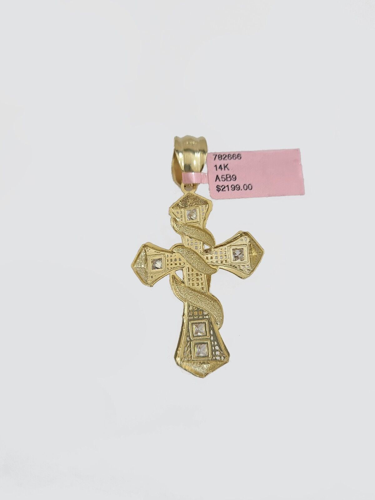 Real 14k Yellow Gold Rope Chain 5mm 18'' Necklace Jesus Cross Charm Pendant 14kt - GoldenlinQ