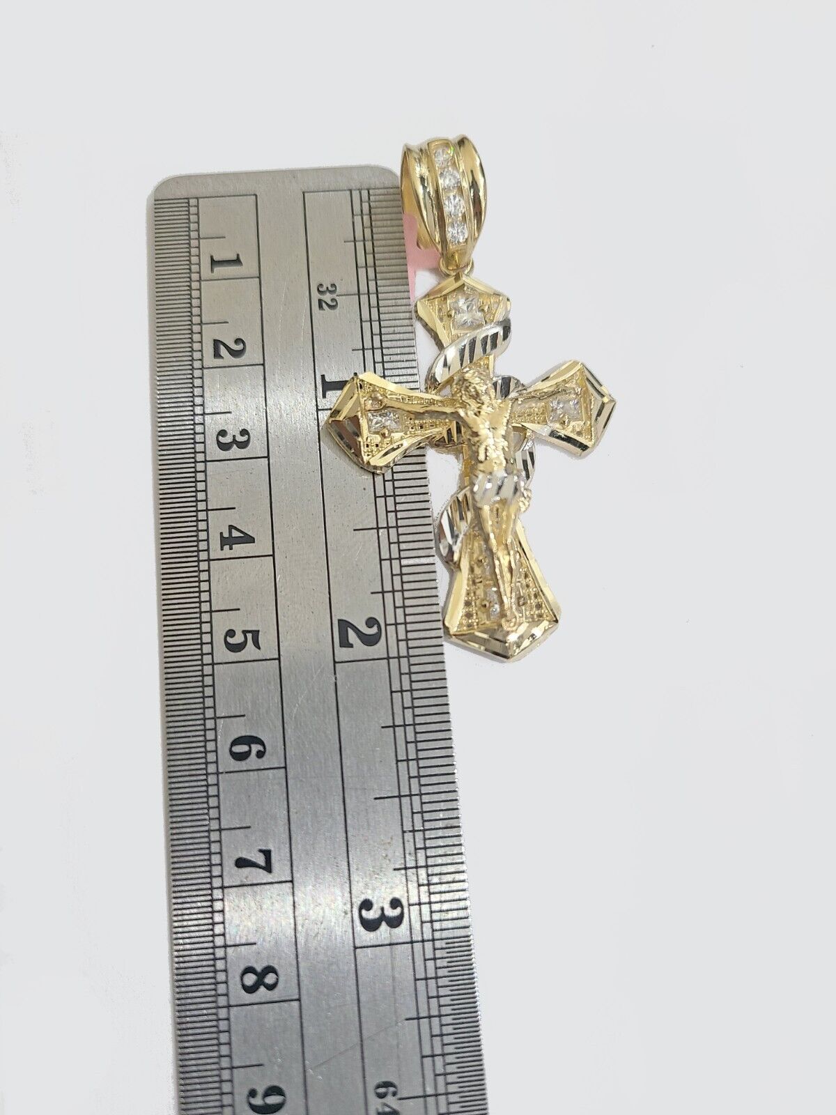 Real 14k Yellow Gold Rope Chain 5mm 26'' Necklace Jesus Cross Charm Pendant 14kt - GoldenlinQ