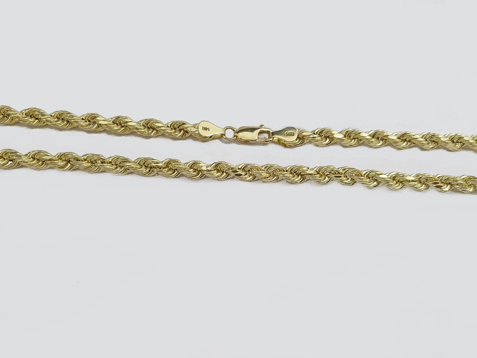 Real 14k Yellow Gold Rope Chain 5mm 26'' Necklace Jesus Cross Charm Pendant 14kt - GoldenlinQ