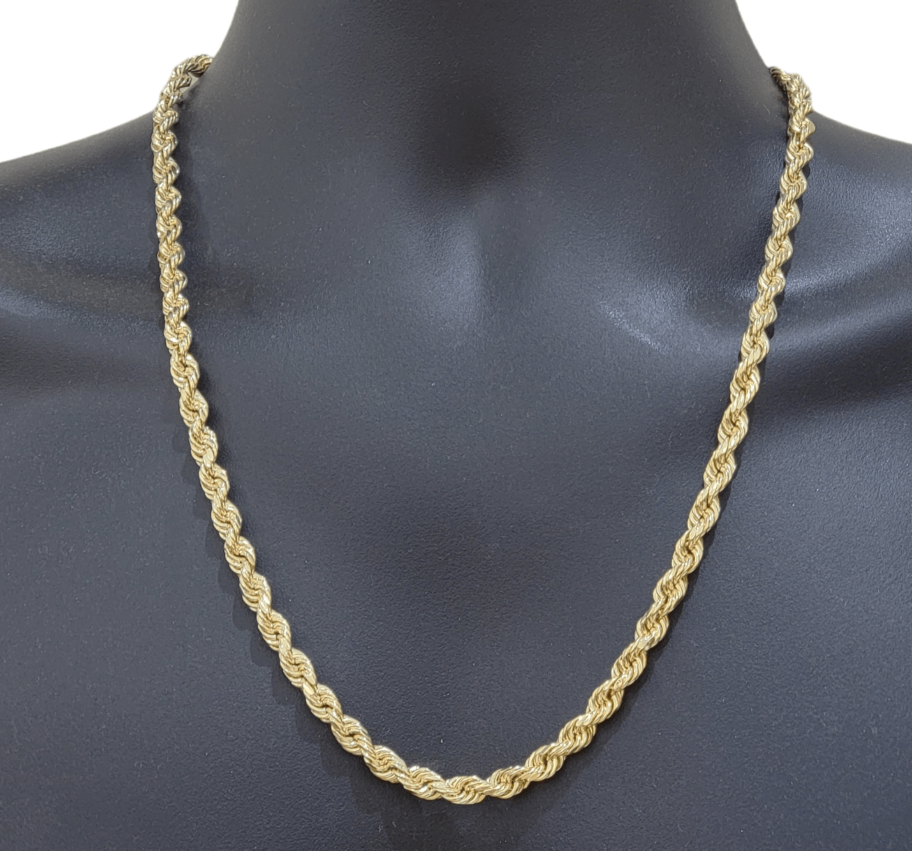 Real 14k Yellow Gold Rope Chain 6.5mm 24" inch Long 14kt Men's Necklace - GoldenlinQ