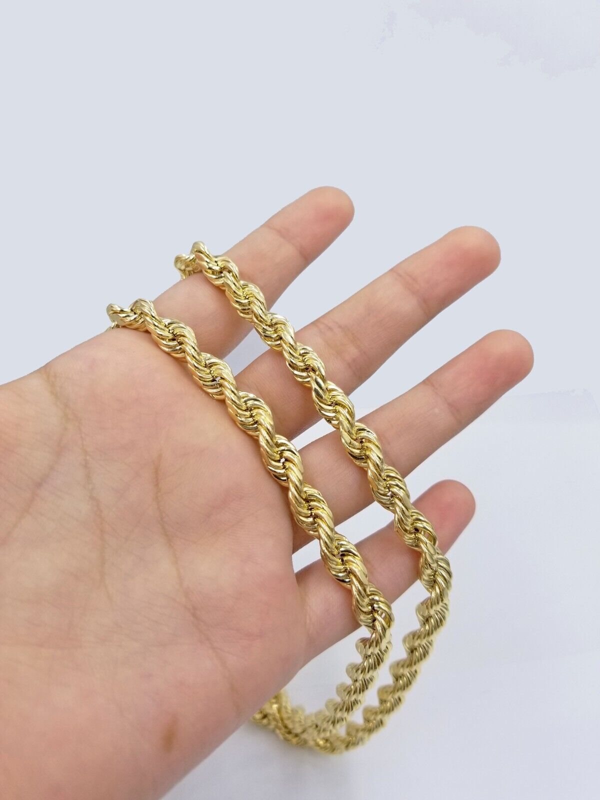 Real 14k Yellow Gold Rope Chain 6.5mm 24" inch Long 14kt Men's Necklace - GoldenlinQ