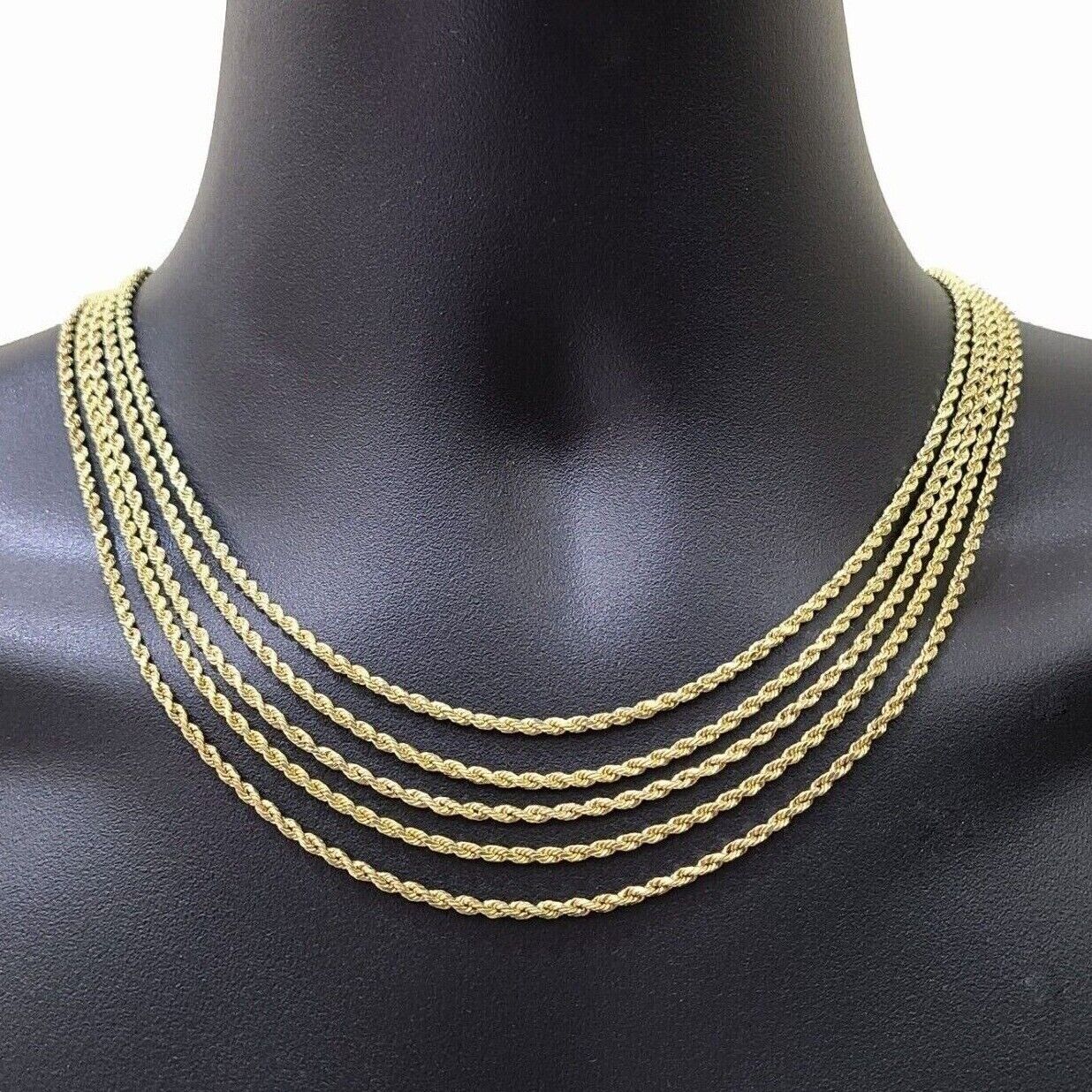 Real 14k Yellow Gold Rope Chain Necklace 2.5mm 18 - 30 Inch Diamond Cut 14kt SALE - GoldenlinQ