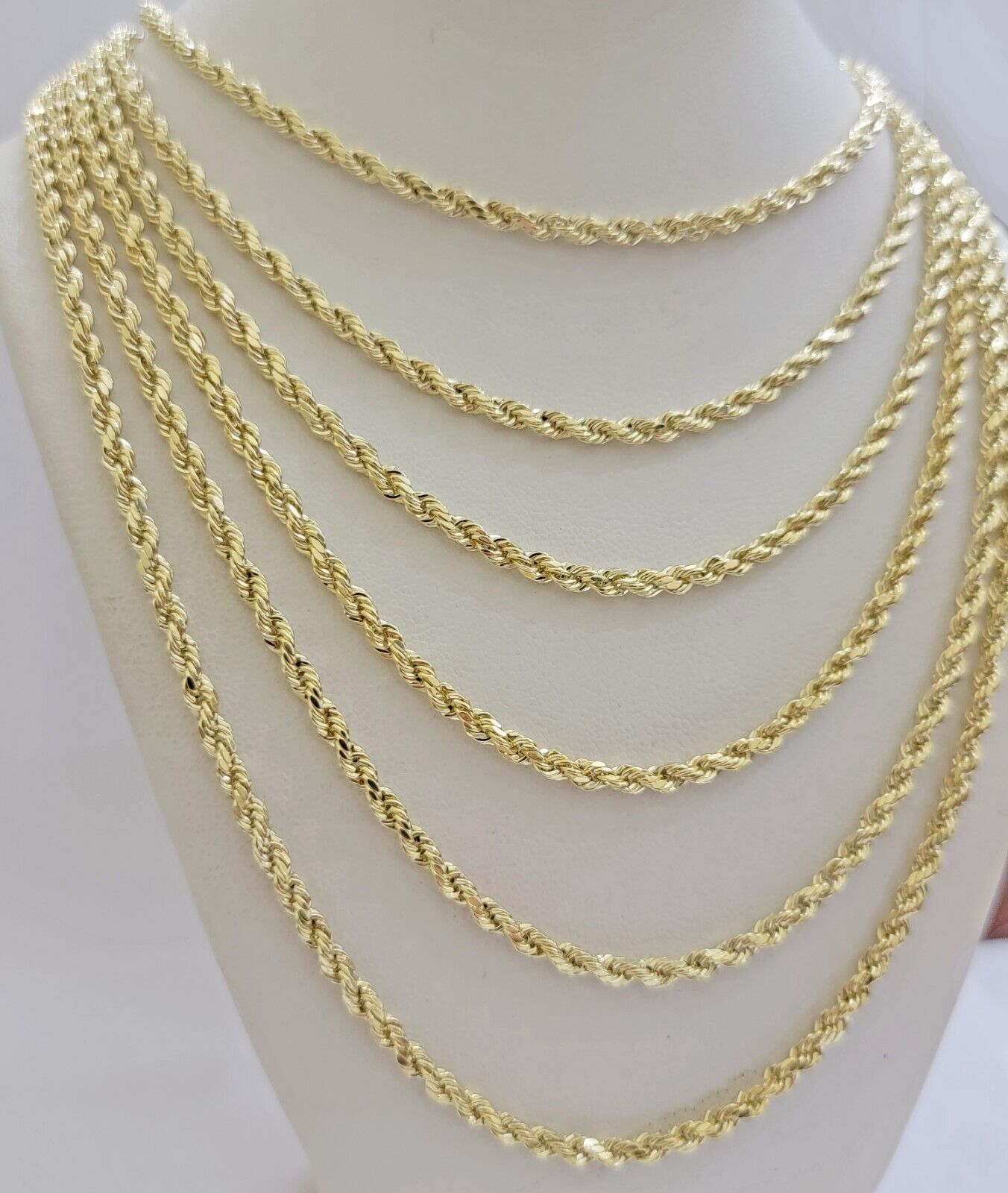 Real 14k Yellow Gold Rope Chain Necklace 28 Inch 3mm Diamond Cut Men Women SOLID - GoldenlinQ