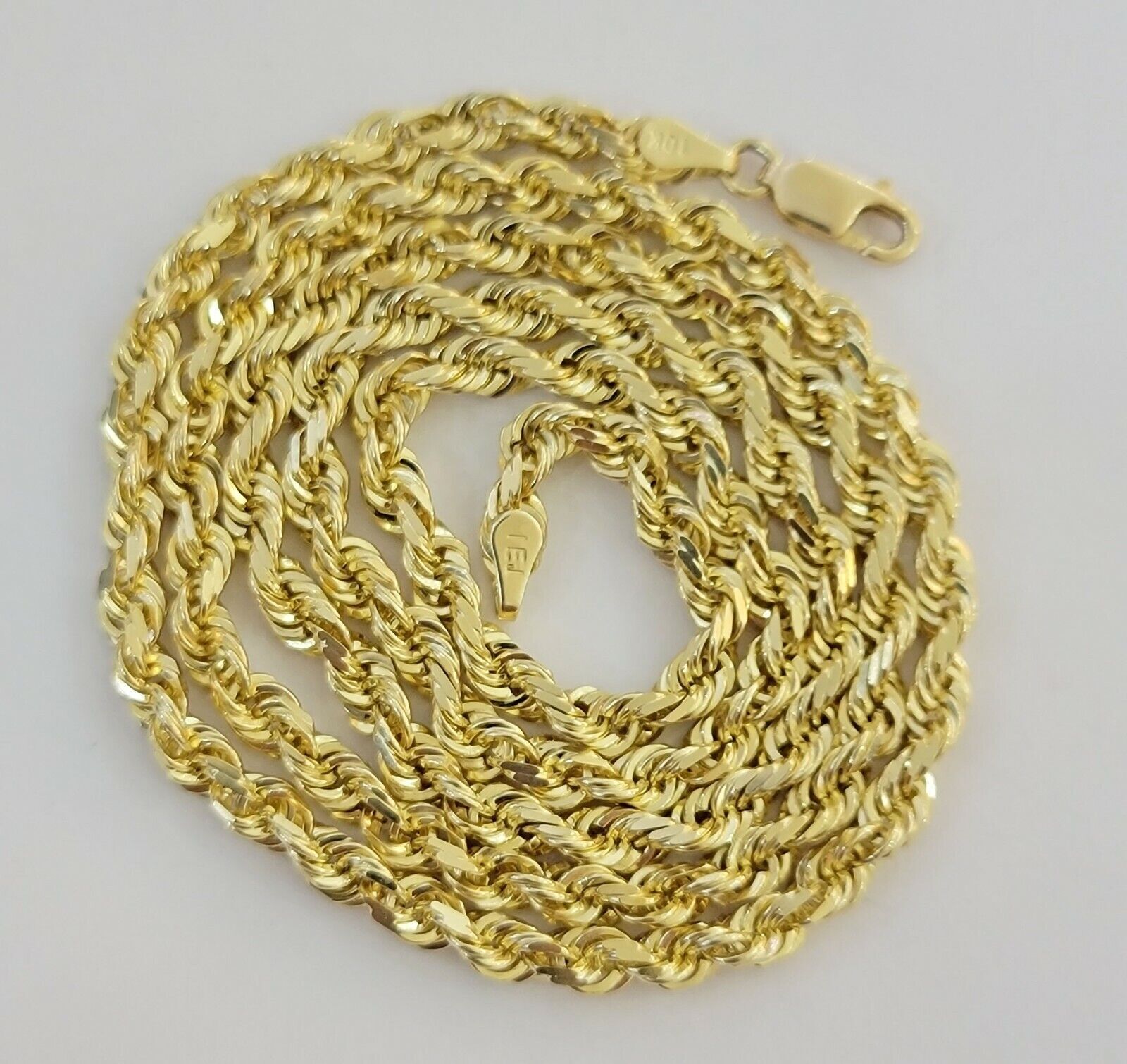 Real 14k Yellow Gold Rope Chain Necklace 28 Inch 3mm Diamond Cut Men Women SOLID - GoldenlinQ