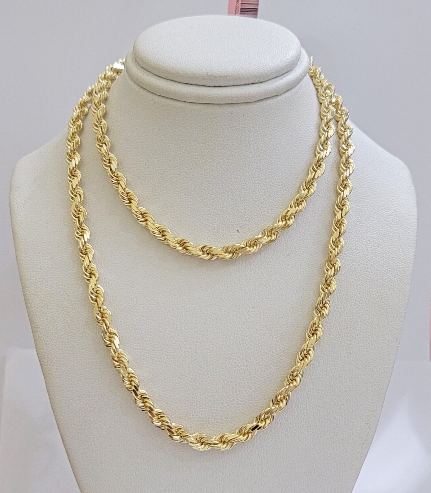 Real 14k Yellow Gold Rope Chain Necklace 4.5mm 18 - 26 Inch Diamond Cut SOLID 14K - GoldenlinQ