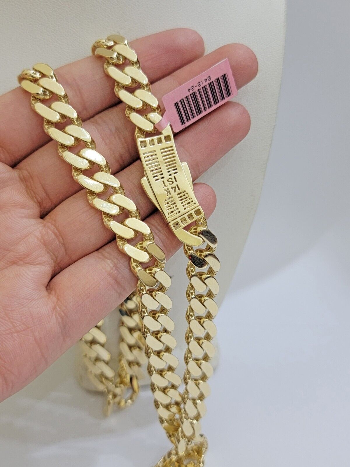 Real 14K Yellow Gold Royal Monaco Chain 10mm chain 24Inch Necklace Mens Puro ORO - GoldenlinQ