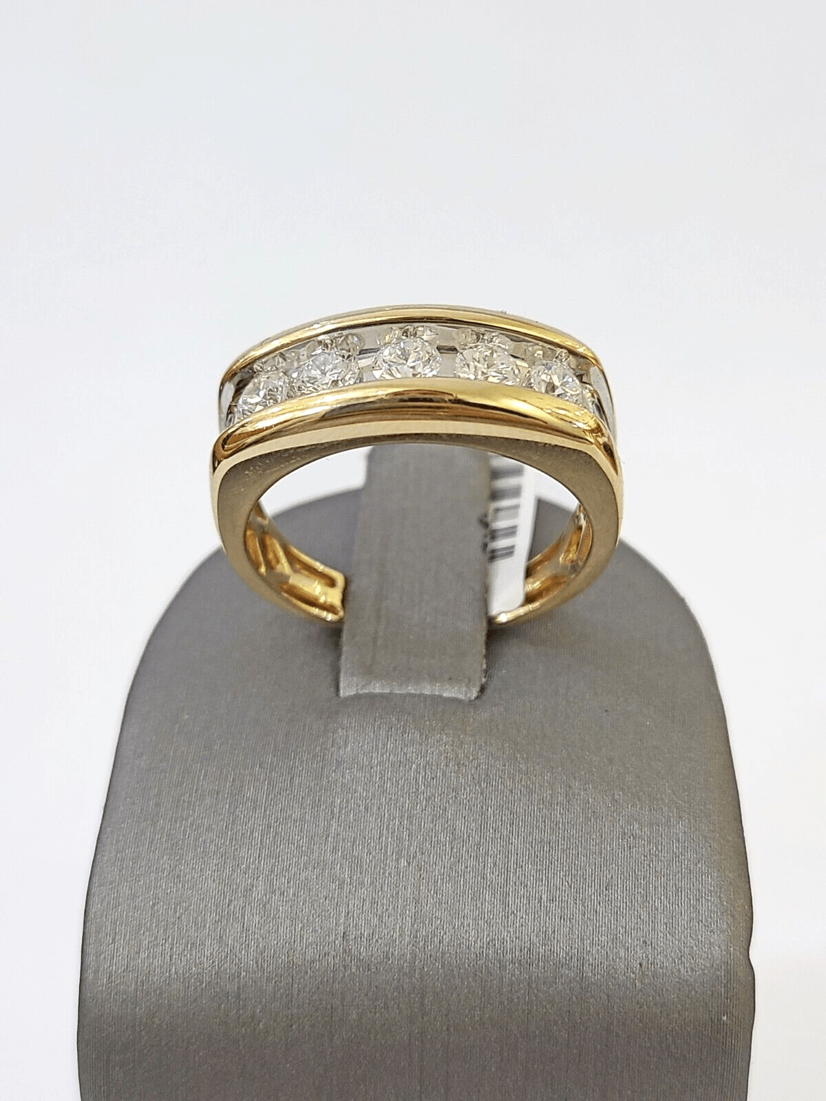 Real 14k Yellow Gold White Diamond Mens Ring Genuine Natural - GoldenlinQ