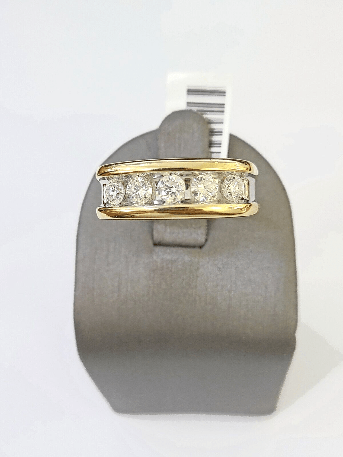 Real 14k Yellow Gold White Diamond Mens Ring Genuine Natural - GoldenlinQ
