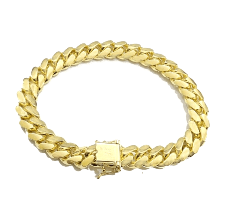 Real 14k Yellow Solid Gold 10mm Miami Cuban Bracelet 9'' inch 14kt Unisex - GoldenlinQ