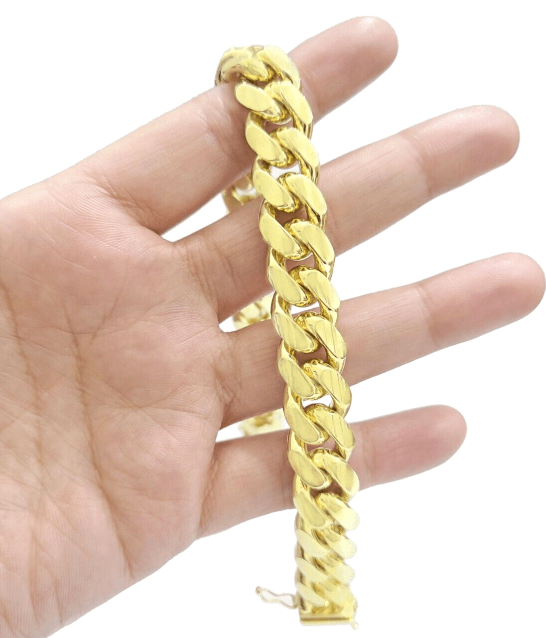 Real 14k Yellow Solid Gold 13mm Miami Cuban Bracelet 9.5'' inch 14kt Unisex - GoldenlinQ
