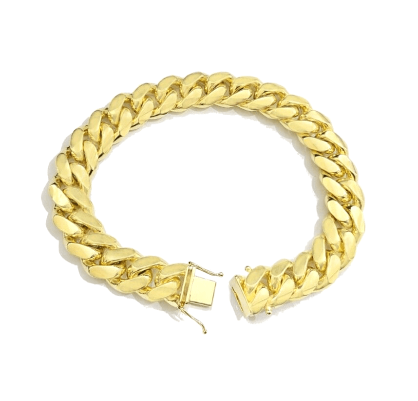 Real 14k Yellow Solid Gold 13mm Miami Cuban Bracelet 9.5'' inch 14kt Unisex - GoldenlinQ