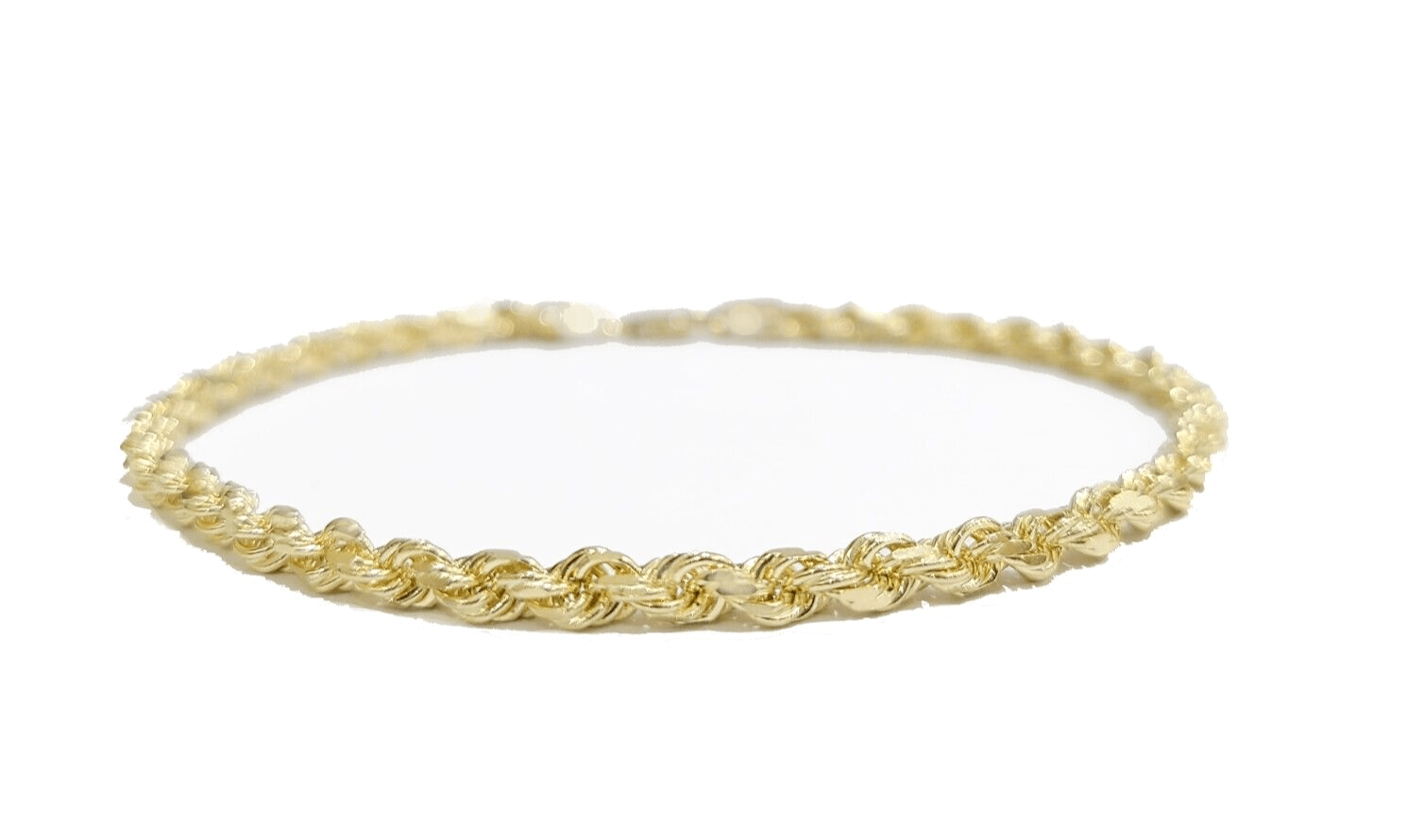 Real 14k Yellow Solid Gold 3mm Rope Bracelet 8.5'' inch 14kt Unisex - GoldenlinQ