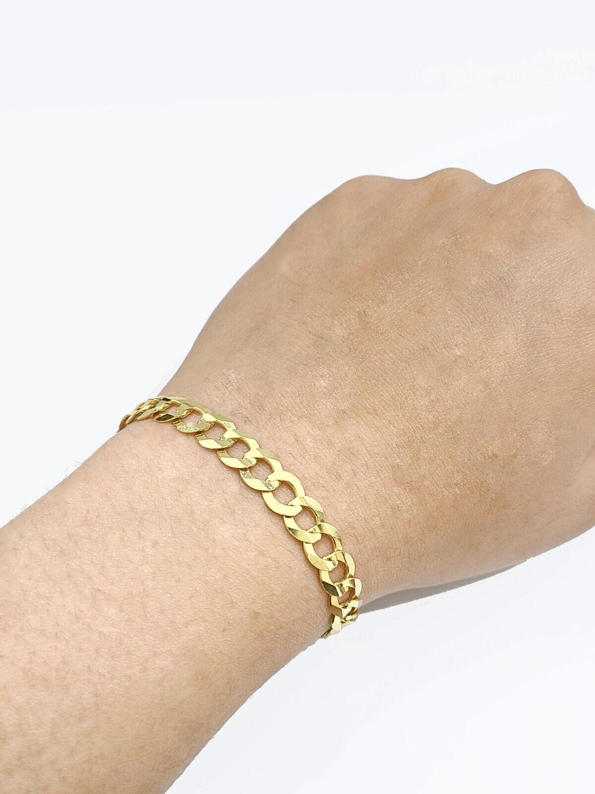 Real 14k Yellow Solid Gold 7mm Cuban Curb Link Bracelet 7'' inch 14kt Unisex - GoldenlinQ