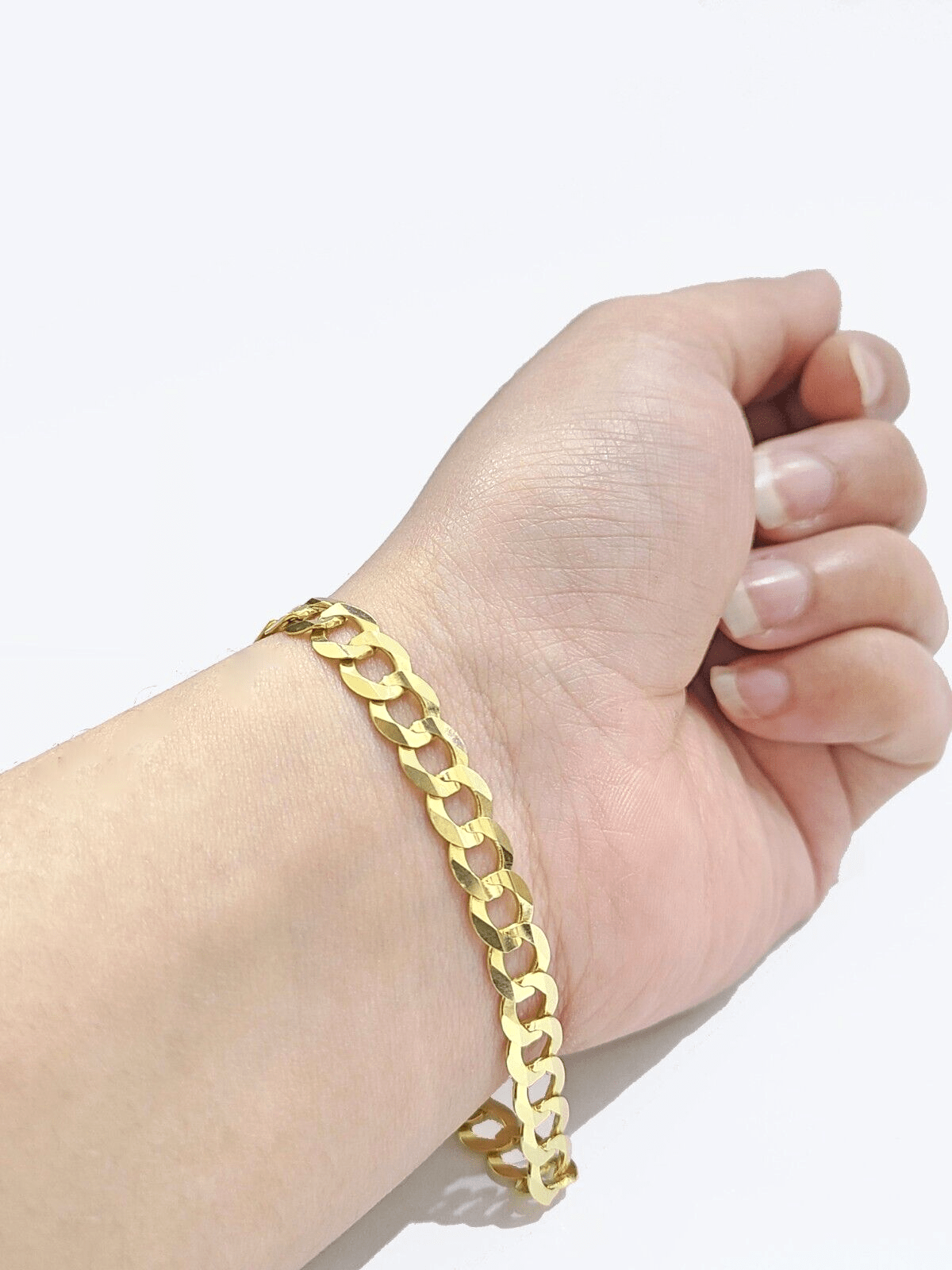 Real 14k Yellow Solid Gold 7mm Cuban Curb Link Bracelet 7'' inch 14kt Unisex - GoldenlinQ