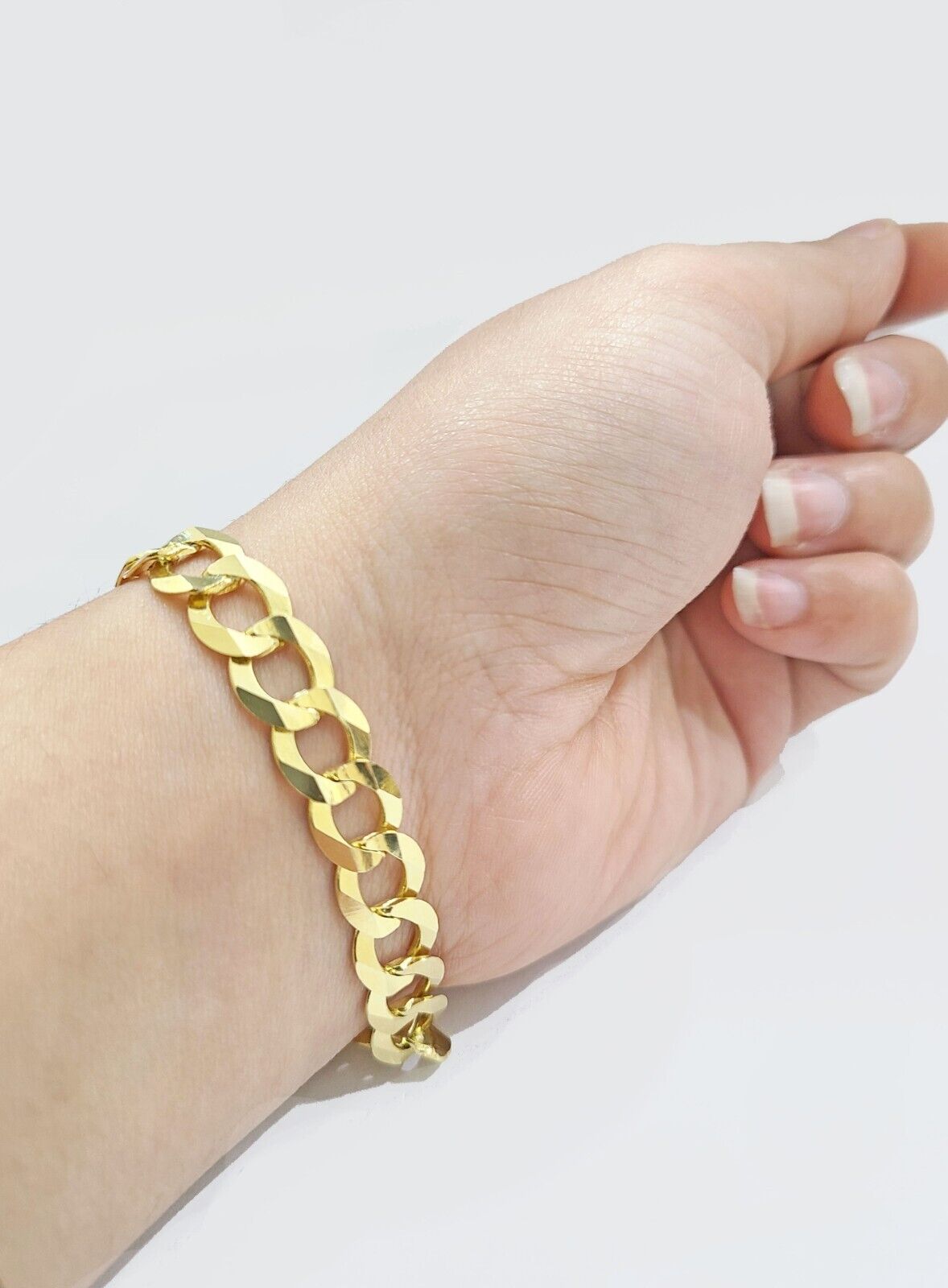Real 14k Yellow Solid Gold 9mm Cuban Curb Link Bracelet 8'' inch 14kt Unisex - GoldenlinQ