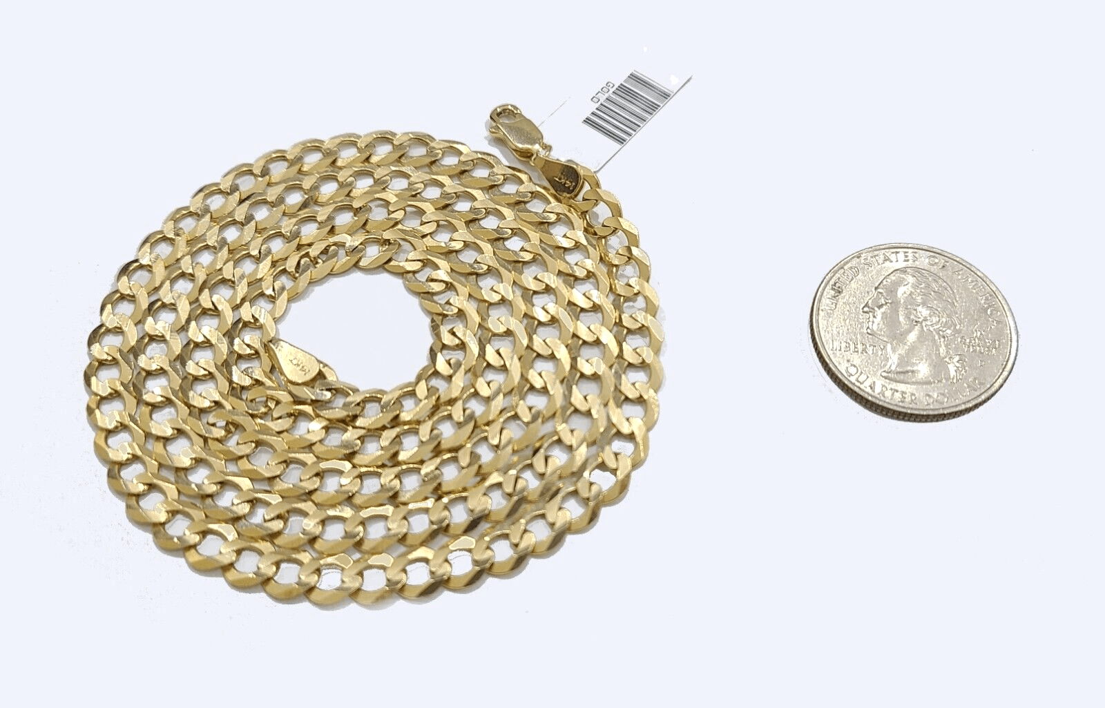 Real 14k Yellow Solid Gold Necklace Cuban Curb Link Chain 26'' inches 6mm Unisex - GoldenlinQ