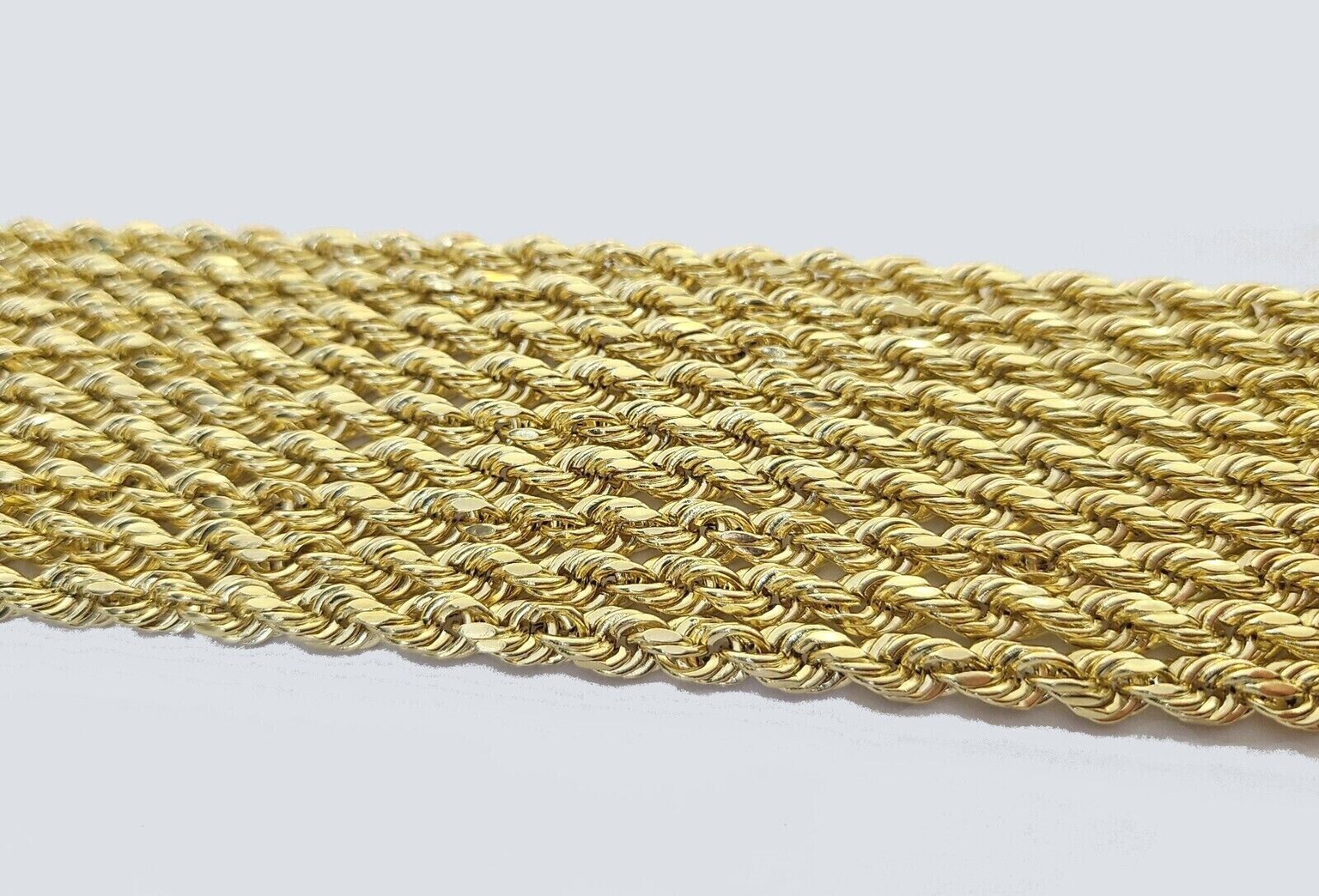 Real 14K Yellow Solid Gold Rope Chain 2 - 8mm Necklace 20 - 24'' inches Lobster - GoldenlinQ