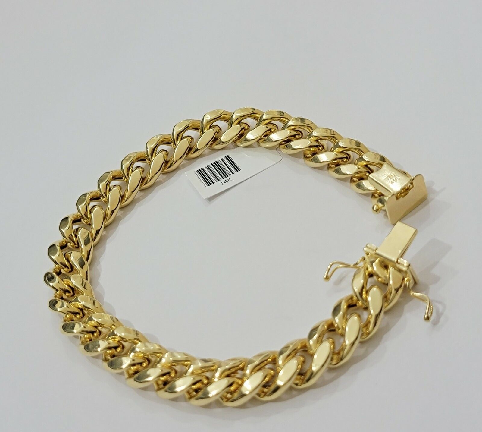Real 14kt Gold Bracelet Miami Cuban Link 11mm 8.5"Inch Box Lock, Mens 14k STRONG - GoldenlinQ