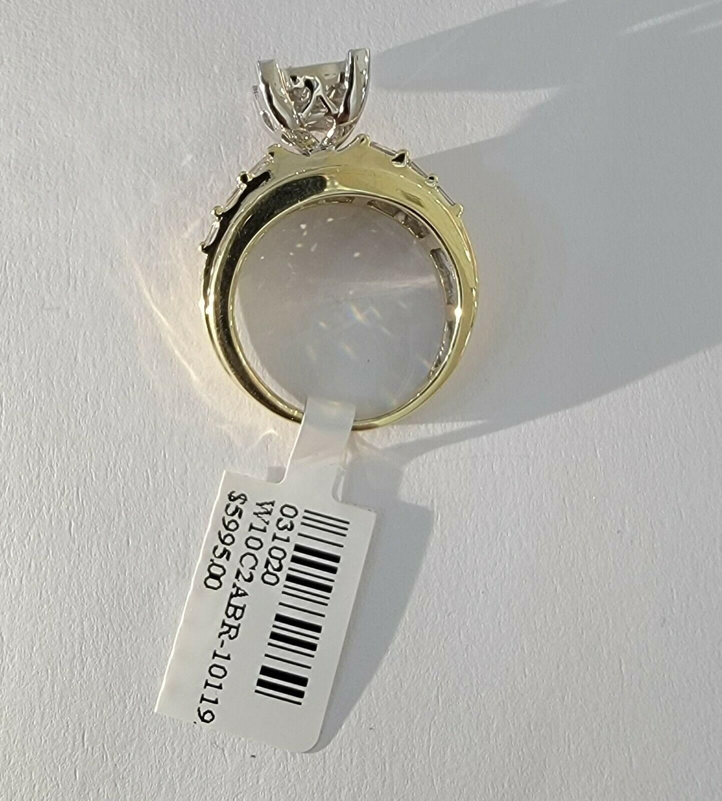 Real 14kt Gold Diamond Ladies Ring 2CT Princess Cut Baguette Round, Yellow Gold - GoldenlinQ