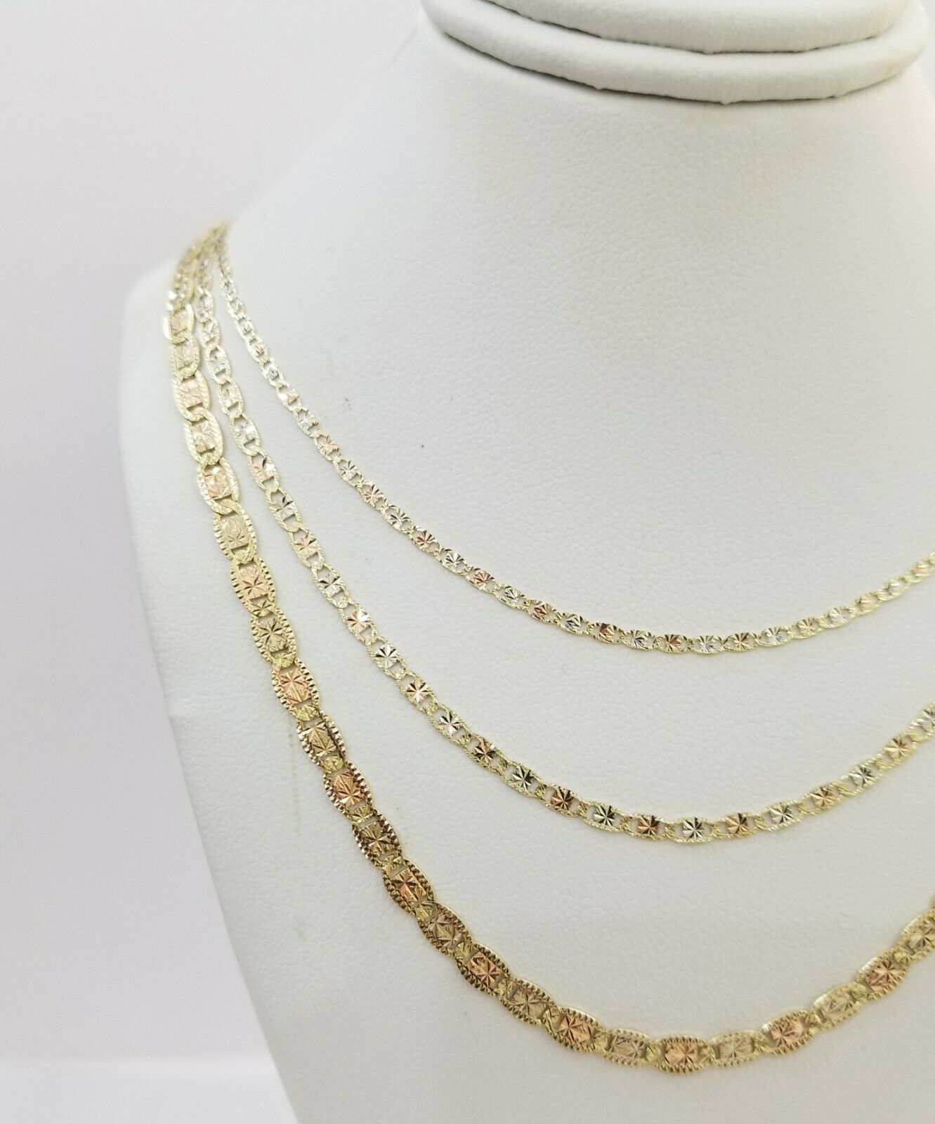 REAL 14kt Gold Necklace Ladies chain 2mm 3mm 4mm 18" - 26" Diamond cuts Women - GoldenlinQ