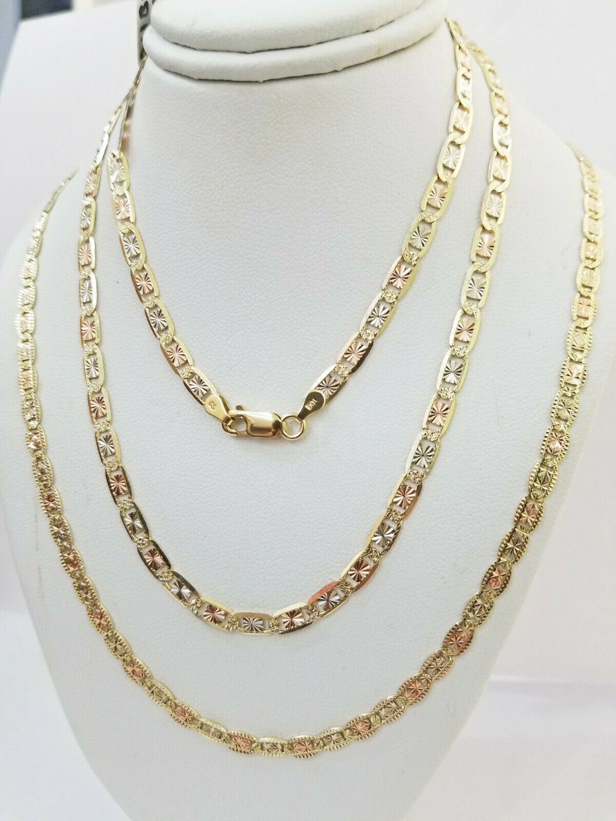 REAL 14kt Gold Necklace Ladies chain 2mm 3mm 4mm 18" - 26" Diamond cuts Women - GoldenlinQ