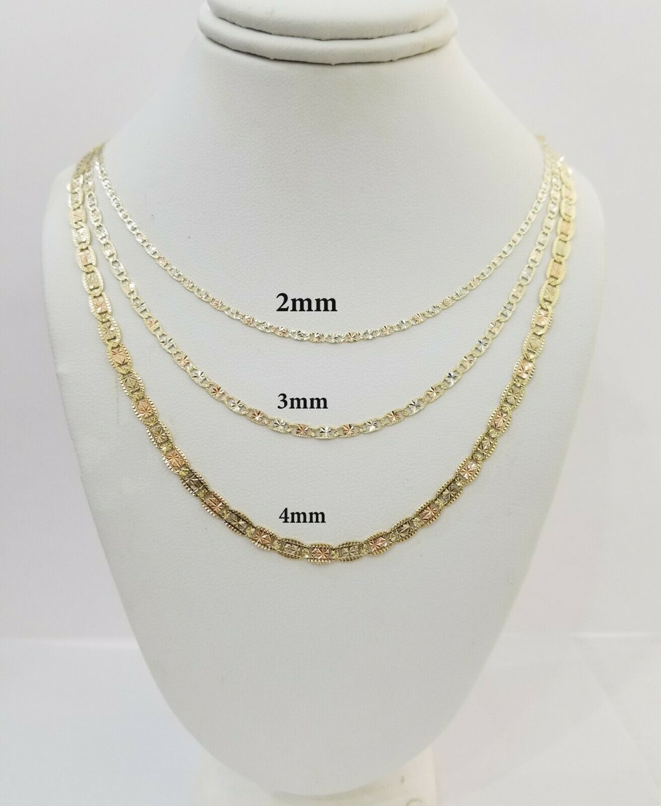REAL 14kt Gold Necklace Ladies chain 2mm 3mm 4mm 18" - 26" Diamond cuts Women - GoldenlinQ