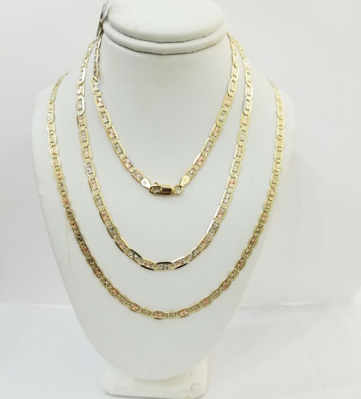 REAL 14kt Gold Necklace Ladies chain 2mm 3mm 4mm 18" - 26" Diamond cuts Women - GoldenlinQ