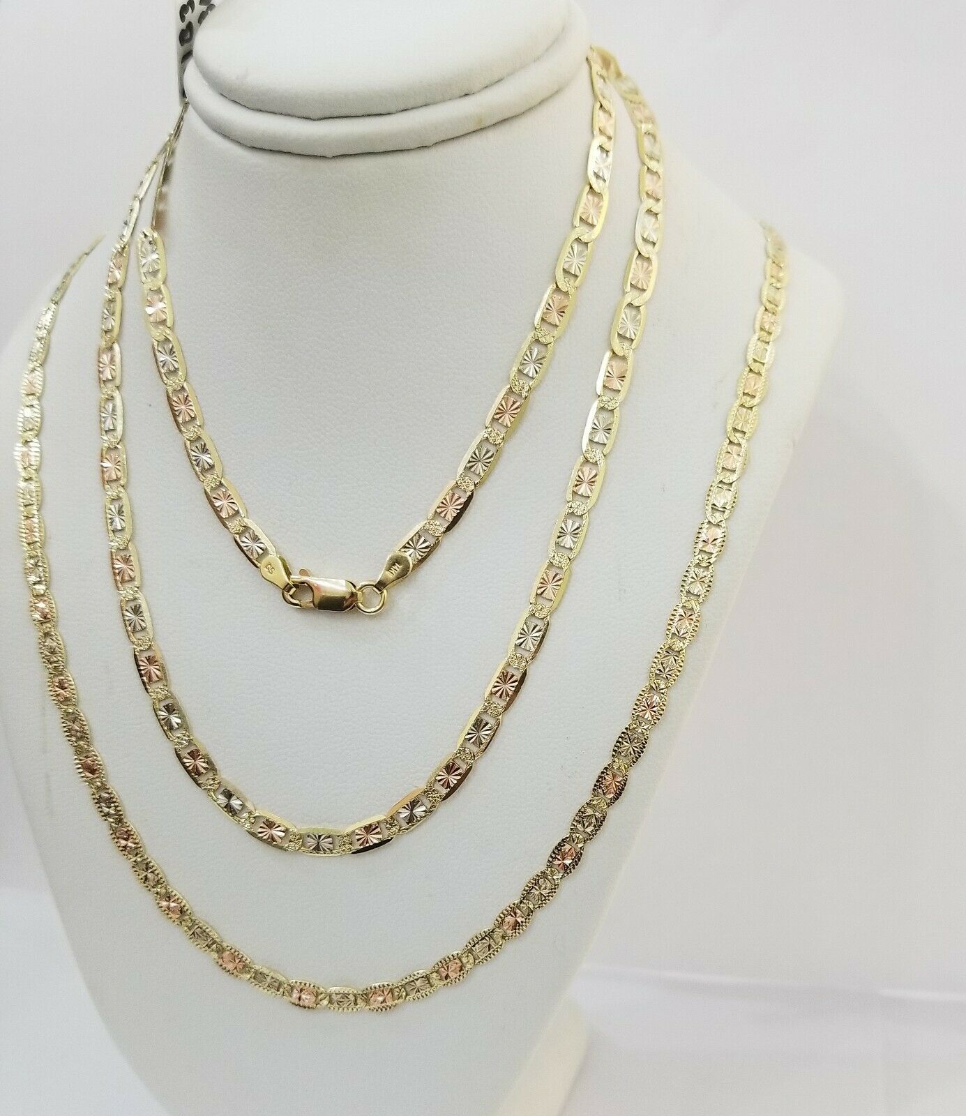 REAL 14kt Gold Necklace Ladies chain 2mm 3mm 4mm 18" - 26" Diamond cuts Women - GoldenlinQ