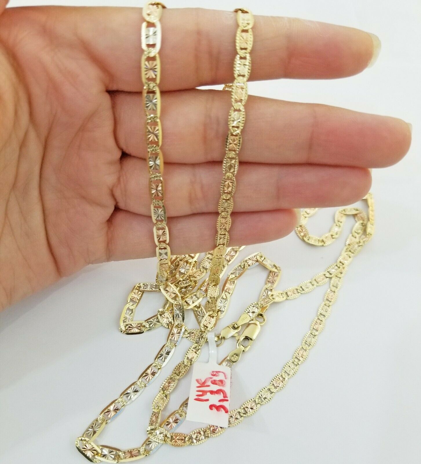 REAL 14kt Gold Necklace Ladies chain 2mm 3mm 4mm 18" - 26" Diamond cuts Women - GoldenlinQ