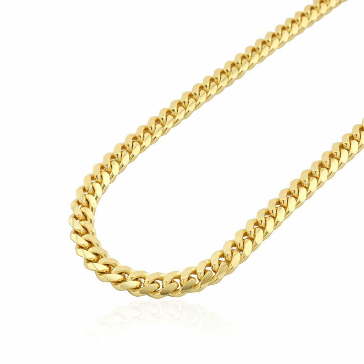 Real 14kt Gold Necklace Miami Cuban Link chain 7MM 18" - 30" 14k Yellow Gold,Clasp - GoldenlinQ