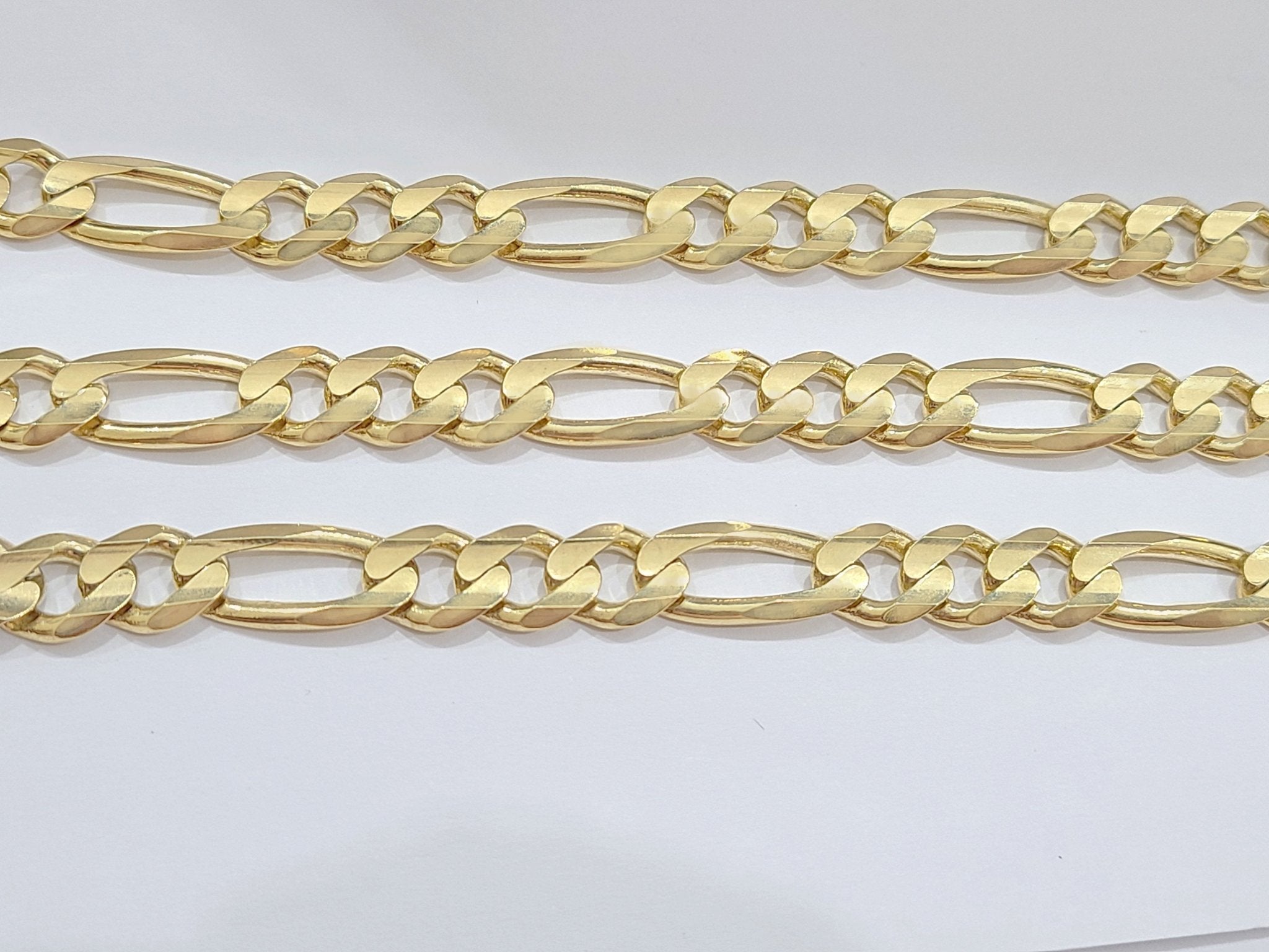 Real 14kt Solid Yellow Gold Figaro Chain 10mm 28'' inches Necklace 14k