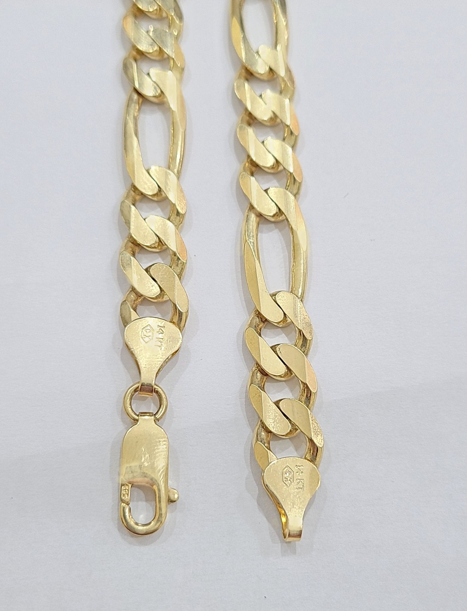 Real 14kt Solid Yellow Gold Figaro Chain 10mm 28'' inches Necklace 14k