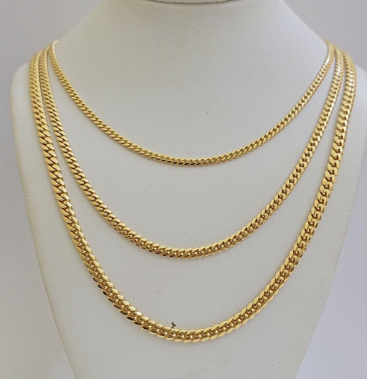 Real 18k Gold Chain Necklace Miami Cuban Link 2.5 - 4mm 18 - 26 Inch SOLID Men Women - GoldenlinQ