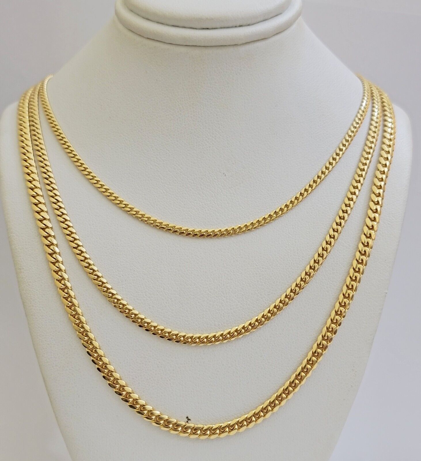 Real 18k Gold Chain Necklace Miami Cuban Link 2.5 - 4mm 18 - 26 Inch SOLID Men Women - GoldenlinQ