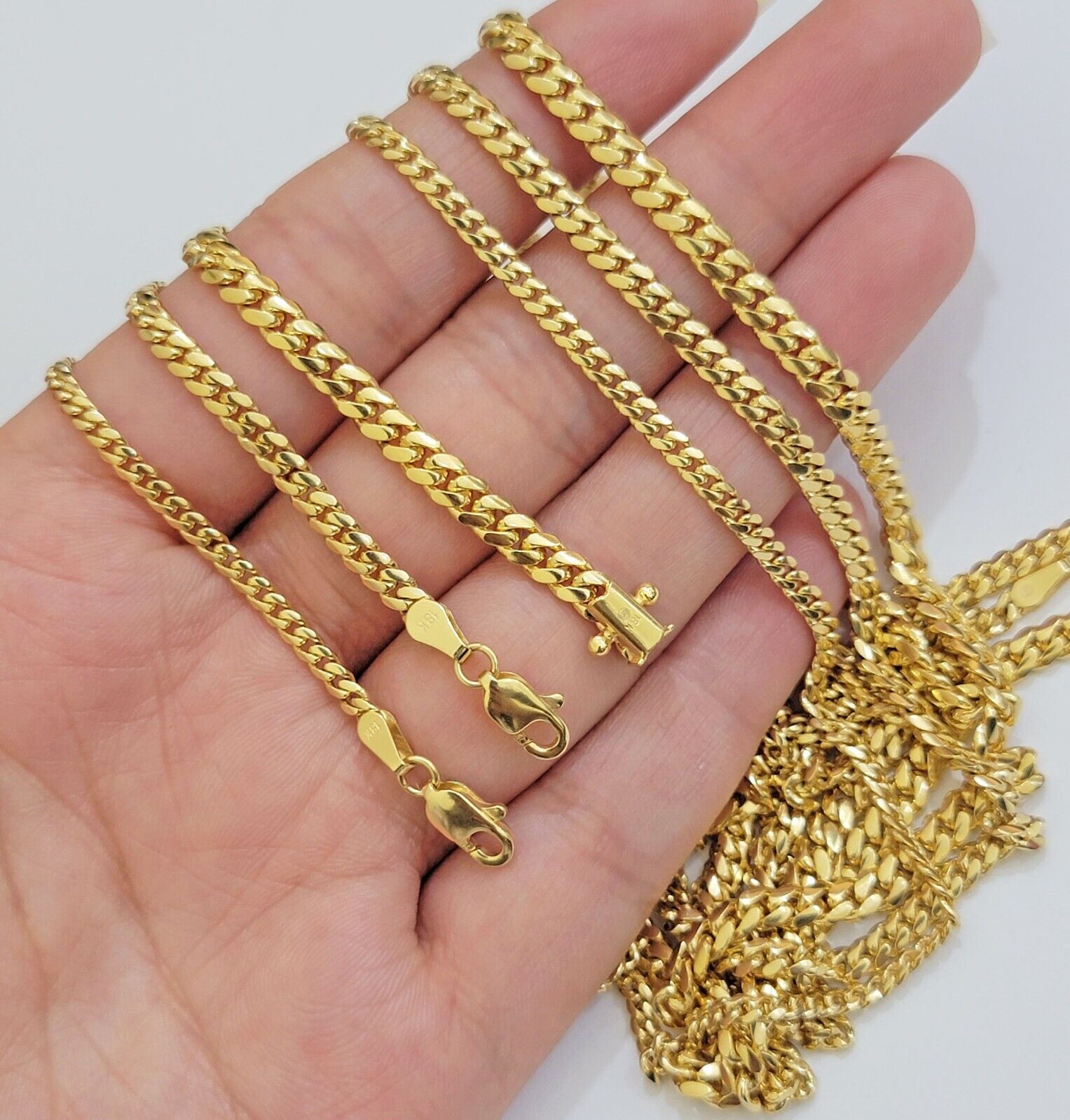Real 18k Gold Chain Necklace Miami Cuban Link 2.5 - 4mm 18 - 26 Inch SOLID Men Women - GoldenlinQ