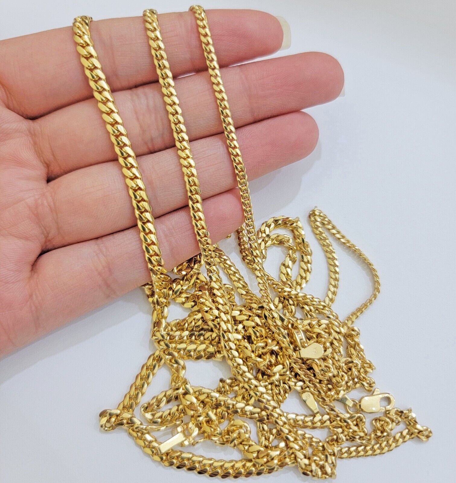 Real 18k Gold Chain Necklace Miami Cuban Link 2.5 - 4mm 18 - 26 Inch SOLID Men Women - GoldenlinQ