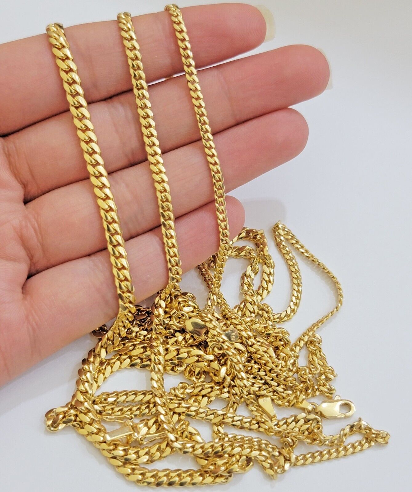 Real 18k Gold Chain Necklace Miami Cuban Link 2.5 - 4mm 18 - 26 Inch SOLID Men Women - GoldenlinQ