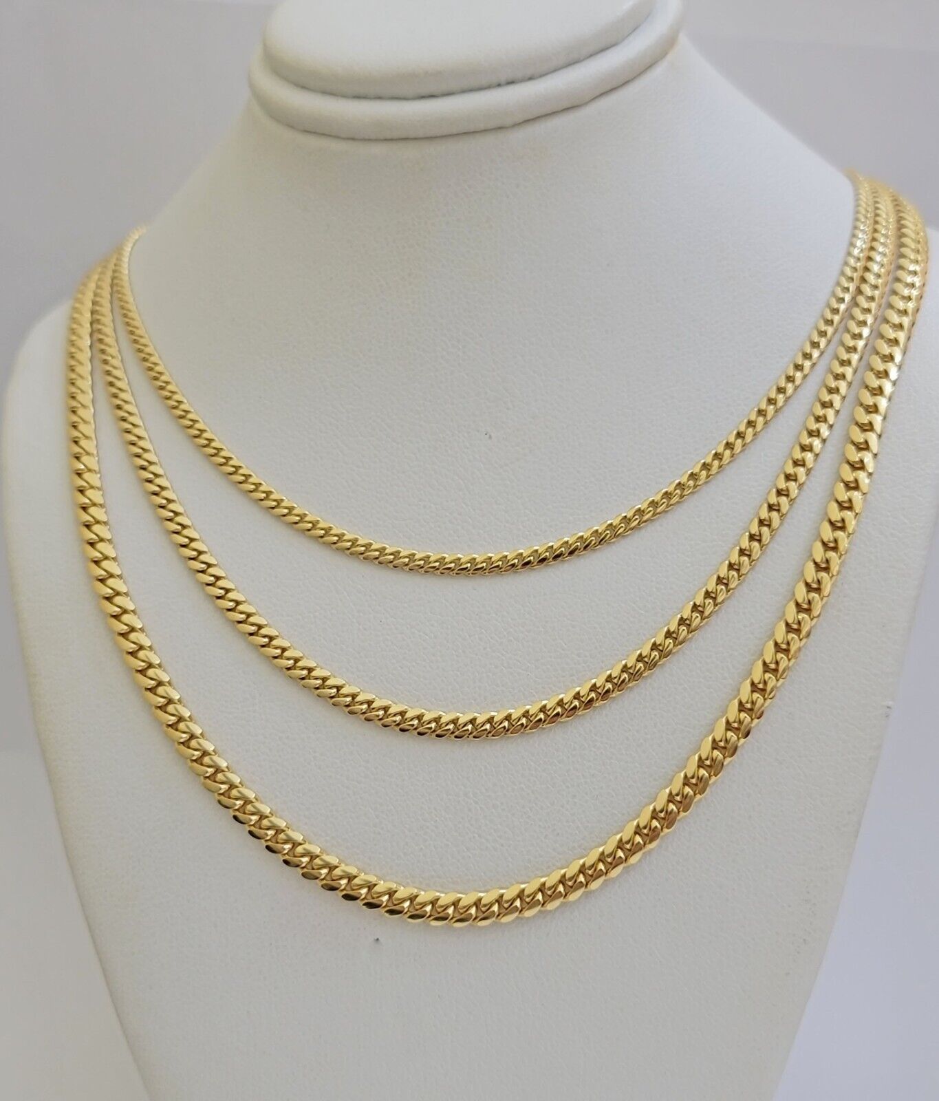 Real 18k Gold Chain Necklace Miami Cuban Link 2.5 - 4mm 18 - 26 Inch SOLID Men Women - GoldenlinQ