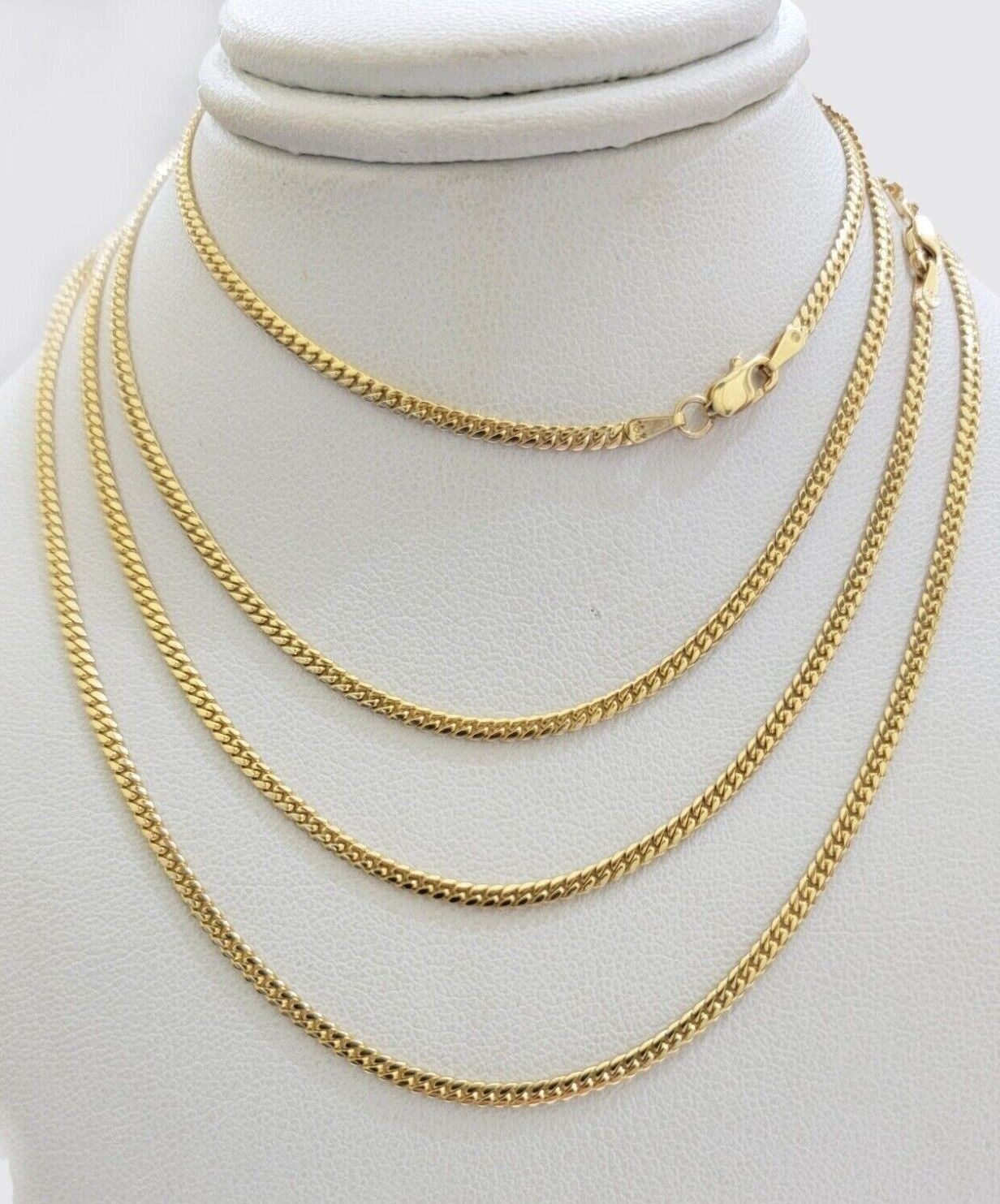 Real 18k Yellow Gold Miami Cuban Chain Necklace 3mm 18 - 24 Inches Men Women SOLID - GoldenlinQ